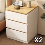 2x Bedside table set modern design oak wood grain white 3 drawers