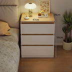 2x Bedside table set modern design oak wood grain white 3 drawers