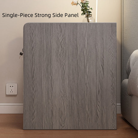 Modern Nightstand Light Gray Wood Grain Safety Tray Storage White Drawer 48cm