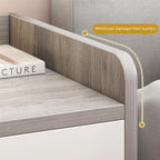 Modern Nightstand Light Gray Wood Grain Safety Tray Storage White Drawer 48cm