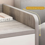 Modern Nightstand Light Gray Wood Grain Safety Tray Storage White Drawer 48cm