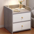 Two-Tone Nightstand Light Gray Wood White Drawers Safety Edge Wooden Knobs