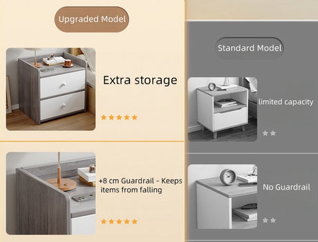 Two-Tone Nightstand Light Gray Wood White Drawers Safety Edge Wooden Knobs
