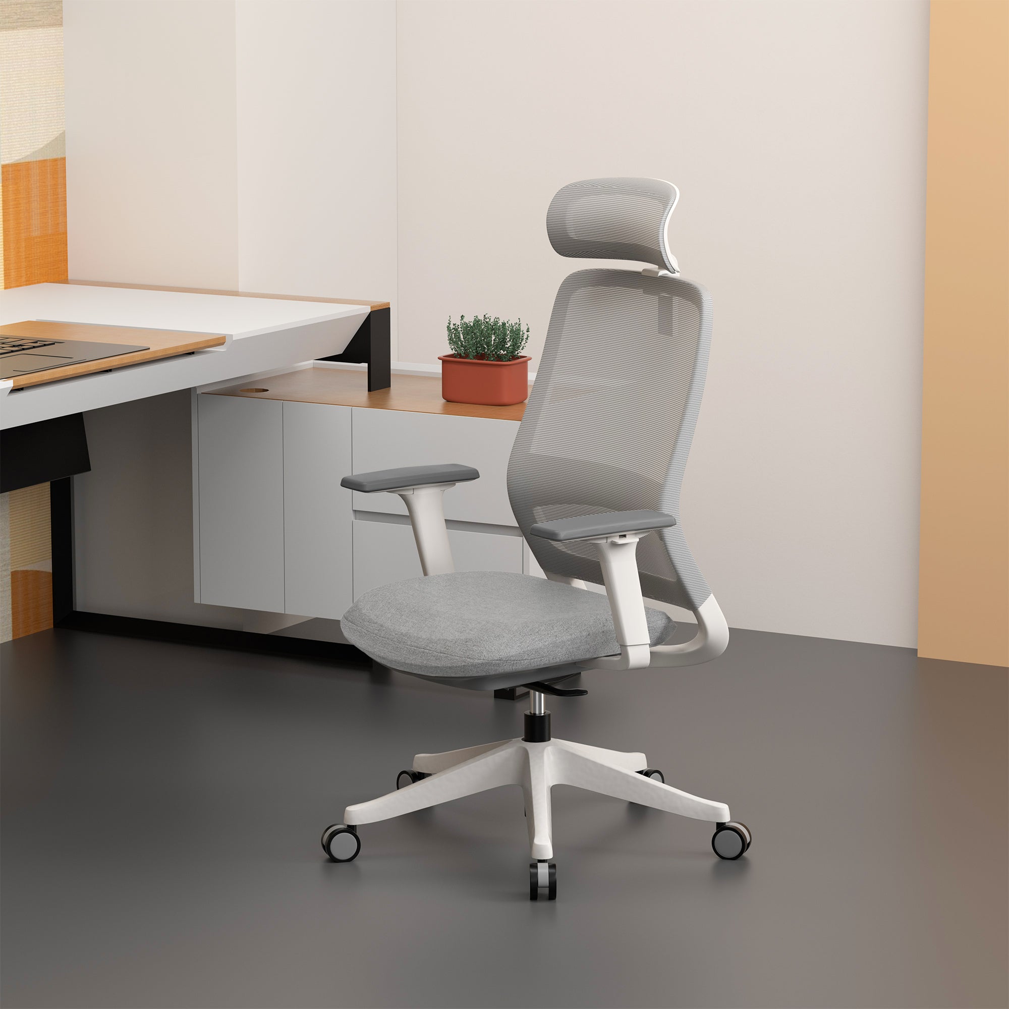 Carlie High Back Ergonomic Office Chair - Grey