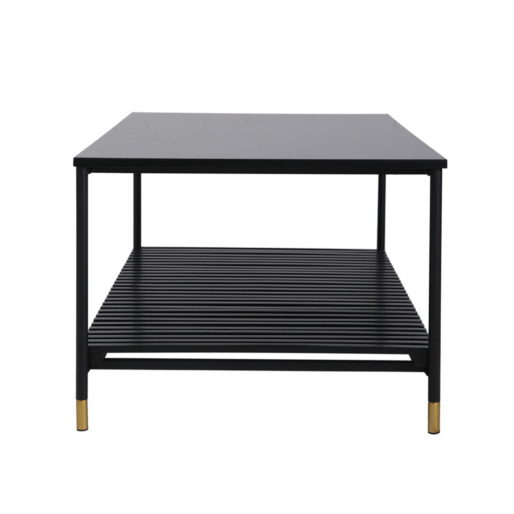 ALCONA Matte Black Coffee Table with Gold Accents