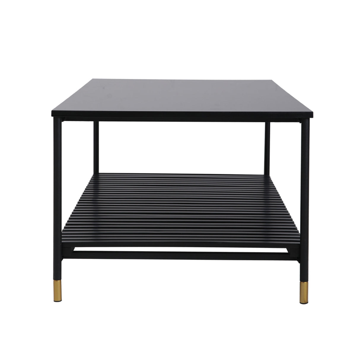 ALCONA Matte Black Coffee Table with Gold Accents