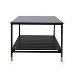 ALCONA Matte Black Coffee Table with Gold Accents