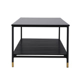ALCONA Matte Black Coffee Table with Gold Accents