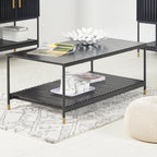 ALCONA Matte Black Coffee Table with Gold Accents