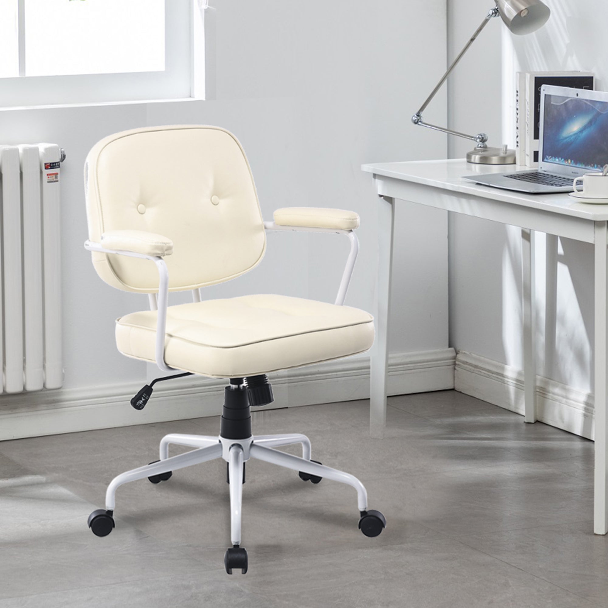 Louise Beige Faux Leather Office Chair