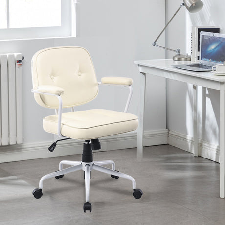 Louise Beige Faux Leather Office Chair