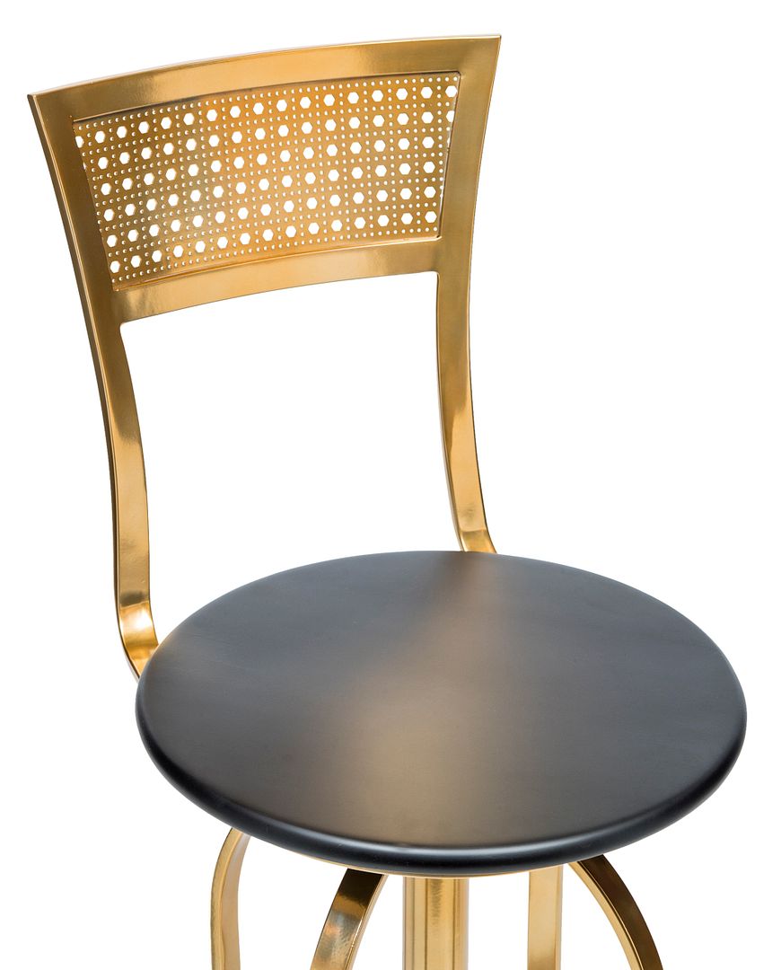 Gold Black High Back Swivel Bar Stool