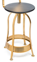Gold Black High Back Swivel Bar Stool