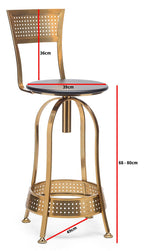 Gold Black High Back Swivel Bar Stool