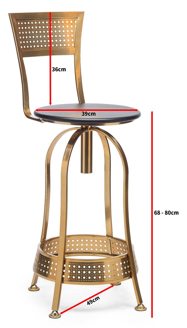 Gold Black High Back Swivel Bar Stool