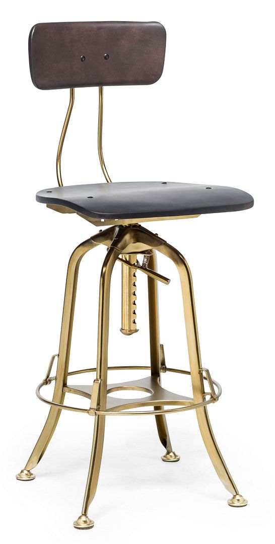 Industrial Swivel Bar Stool with Backrest