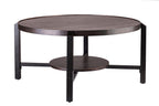 Elegant Black Round Coffee Table with Copper Top