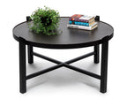 Modern Black Round Coffee Table with Copper Top