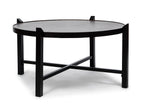 Modern Black Round Coffee Table with Copper Top