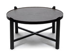 Modern Black Round Coffee Table with Copper Top