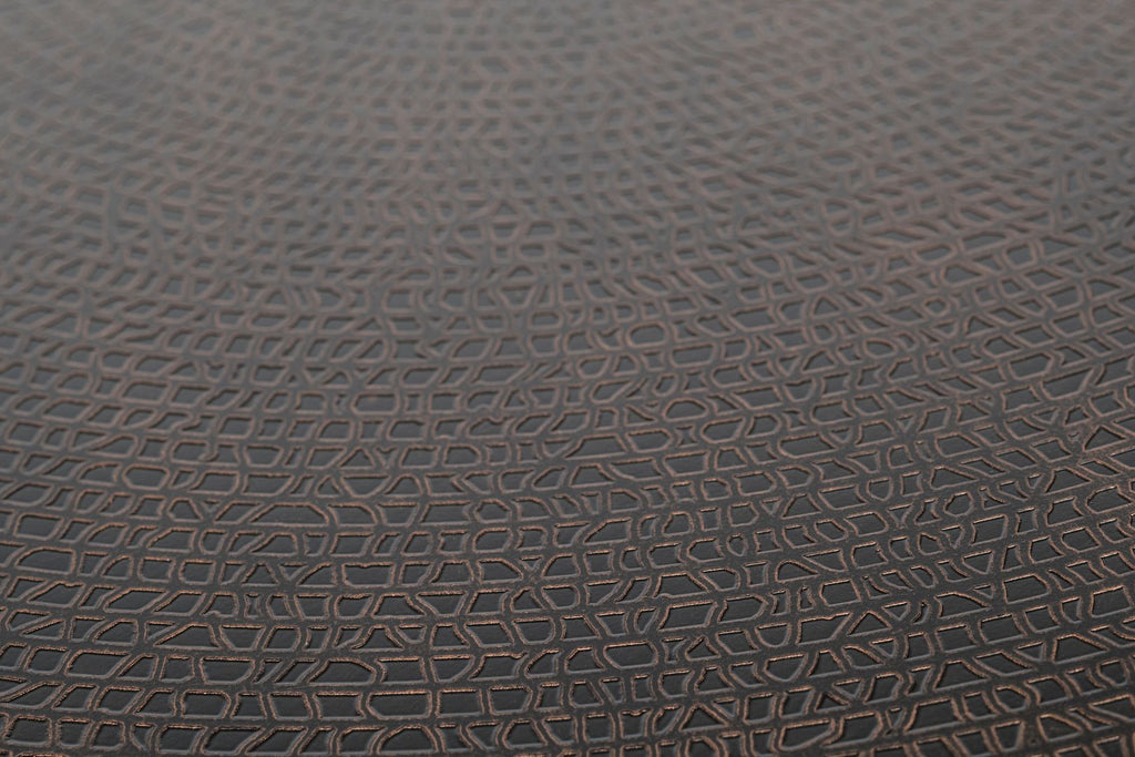 Modern Black Round Coffee Table with Copper Top