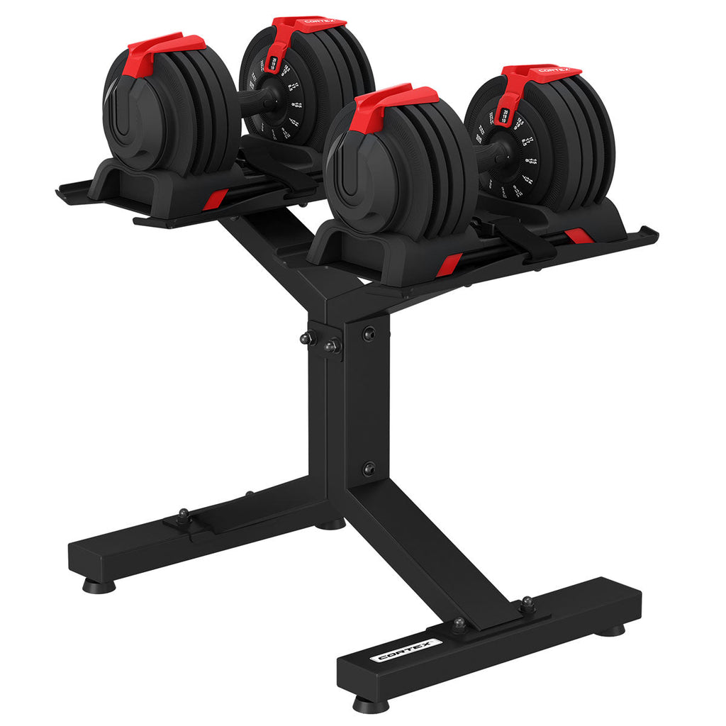 CORTEX Revolock V2 48kg Adjustable Dumbbell + Barbell + Kettlebell All-in-One Set with Stand (24kg Pair)