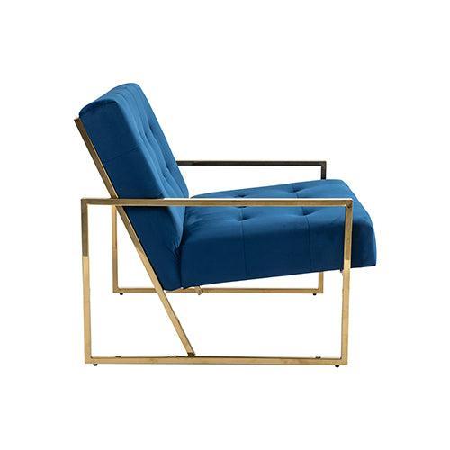 Carman Blue Velvet Arm Chair – Modern Elegance for Your Living Space