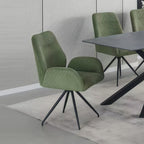 Linen Upholstered Dining Chair with Iron Legs