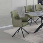 Elegant Green Linen Upholstered Arm Chair