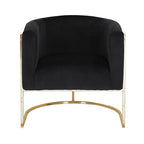 Vintage Black Velvet Arm Chair with Golden Accents