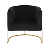 Vintage Black Velvet Arm Chair with Golden Accents
