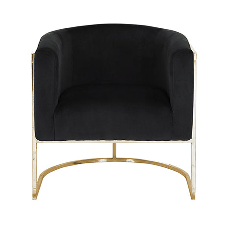 Vintage Black Velvet Arm Chair with Golden Accents