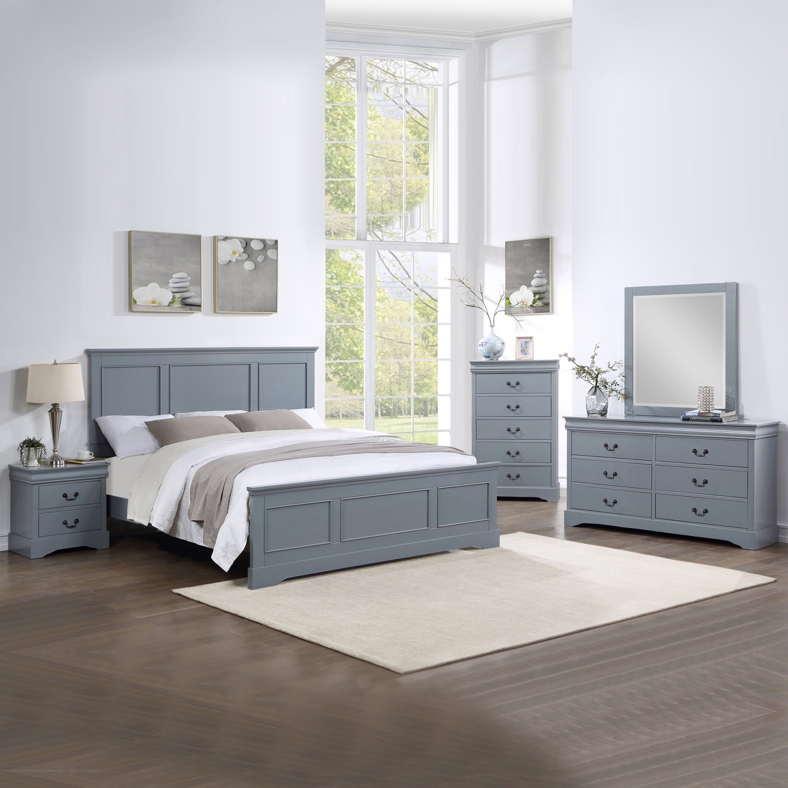 Spencer 5-Piece Grey Bedroom Suite