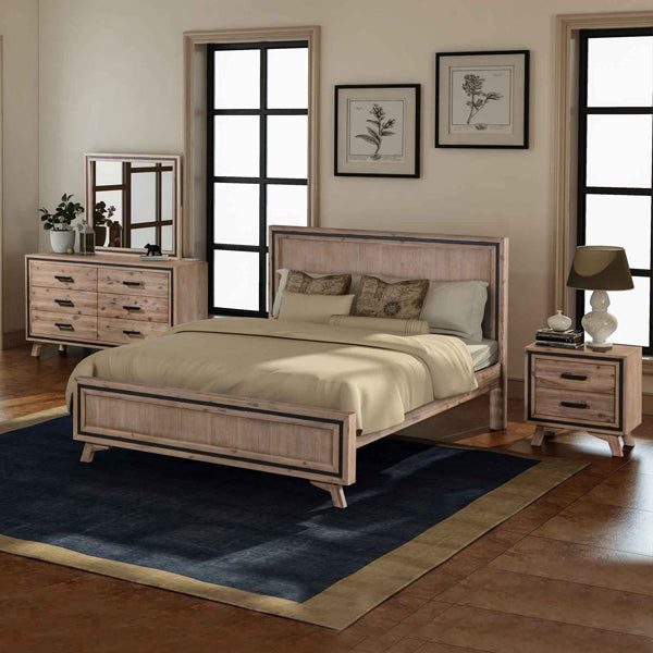 Elegant Acacia Wood King Size Bedroom Suite