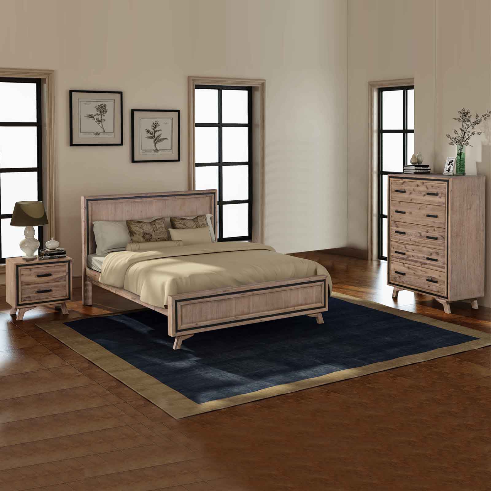 Seashore Queen Size Bedroom Suite in Silver