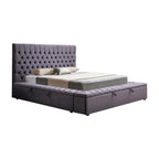 Anna Queen Size Velvet Bedframe - Deep Grey