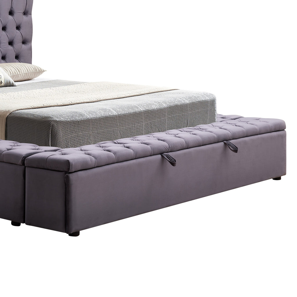 Anna Queen Size Velvet Bedframe - Deep Grey
