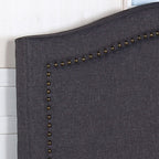 Bed Head Queen Size Charcoal Headboard with Curved Design Upholstery Linen Fabric