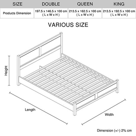Cielo Queen Size Bed Frame in Oak Finish