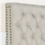 Bed Head Double Size French Provincial Headboard Upholsterd Fabric Beige