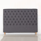 Bed Head King Size French Provincial Headboard Upholsterd Fabric Charcoal
