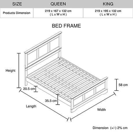 Spencer Grey Solid Wood Queen Bed Frame