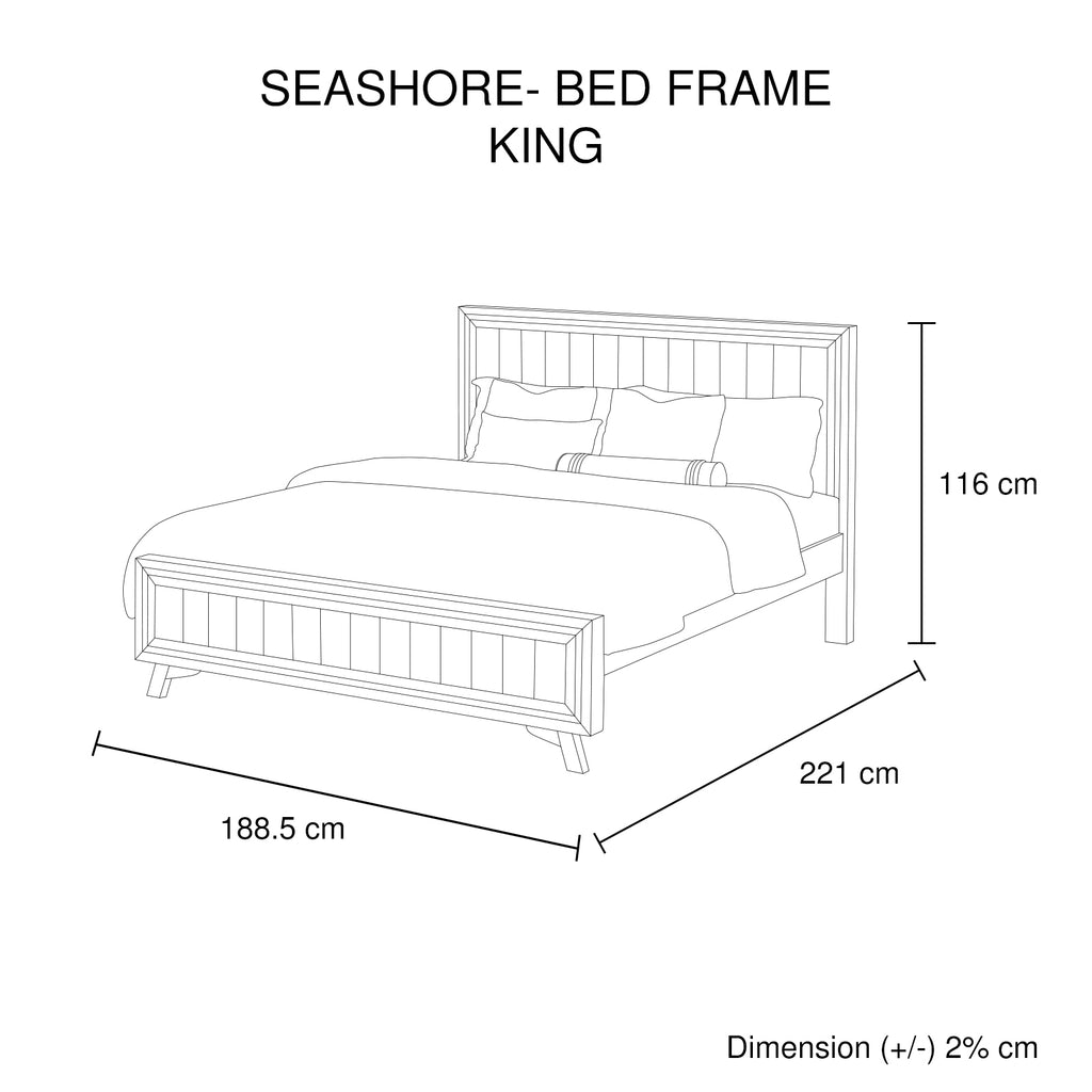 King Size Silver Brush Bed Frame in Acacia Wood Construction