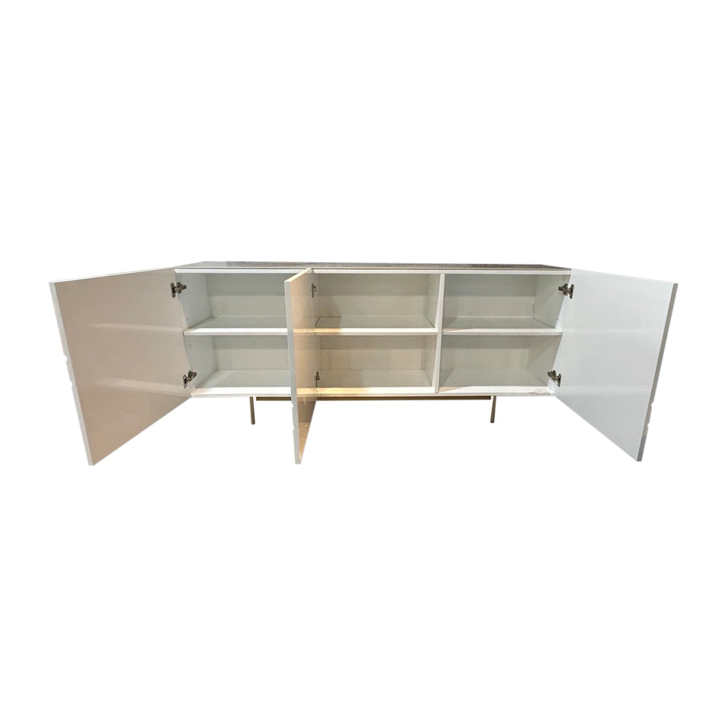 Amelia Glossy White Gold Buffet Sideboard