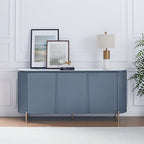 Elegant Dark Blue Storage Cabinet with Ceramic Top