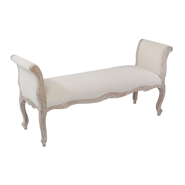 Lille Vintage White Washed Oak Bench Chair