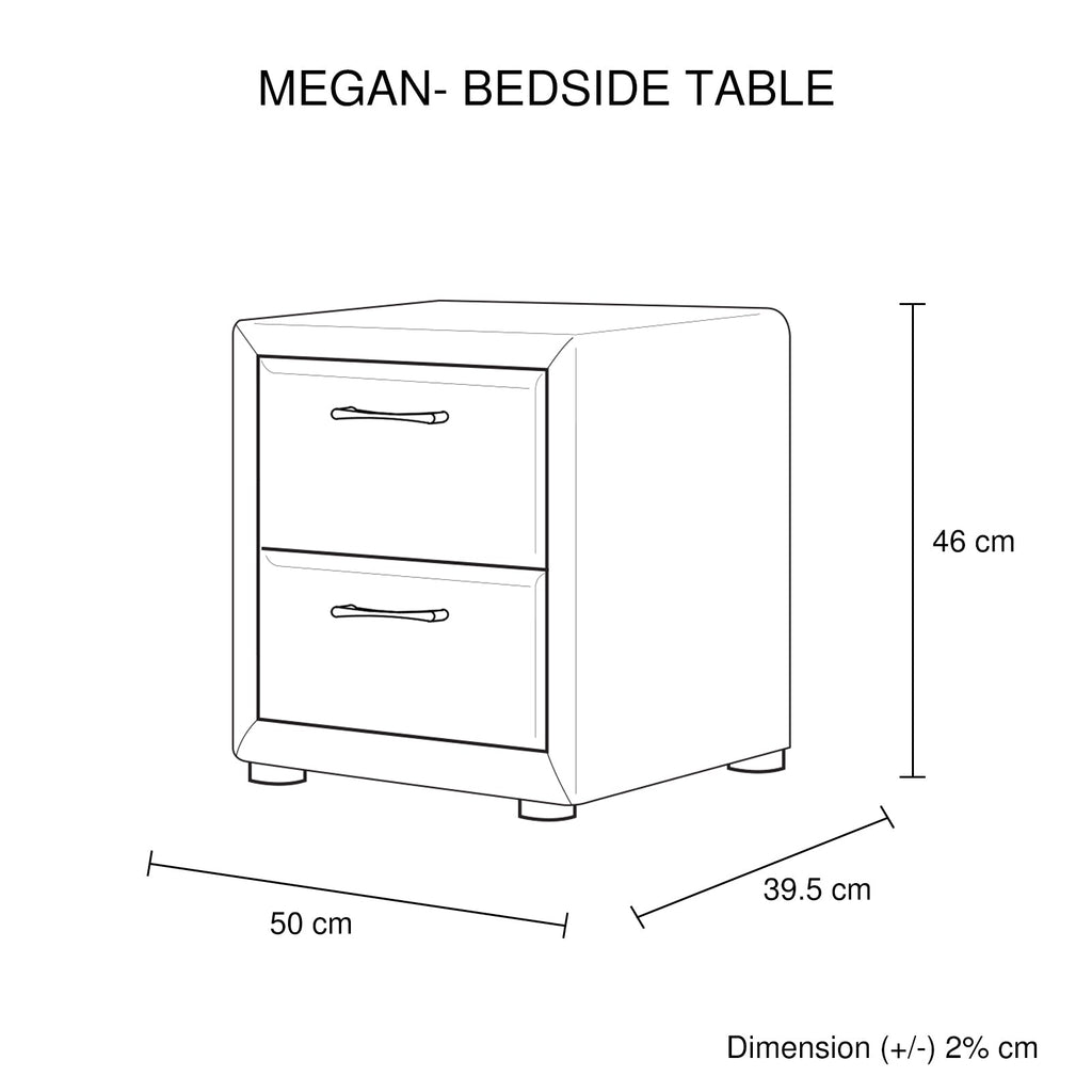 Bedside Table 2 drawers Night Stand Upholstery Fabric Storage in Light Grey Colour