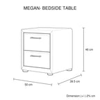 Bedside Table 2 drawers Night Stand Upholstery Fabric Storage in Light Grey Colour