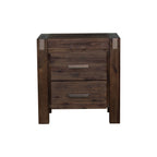 Bedside Table 2 Drawers Night Stand Solid Wood Acacia Storage Unit for Bedroom