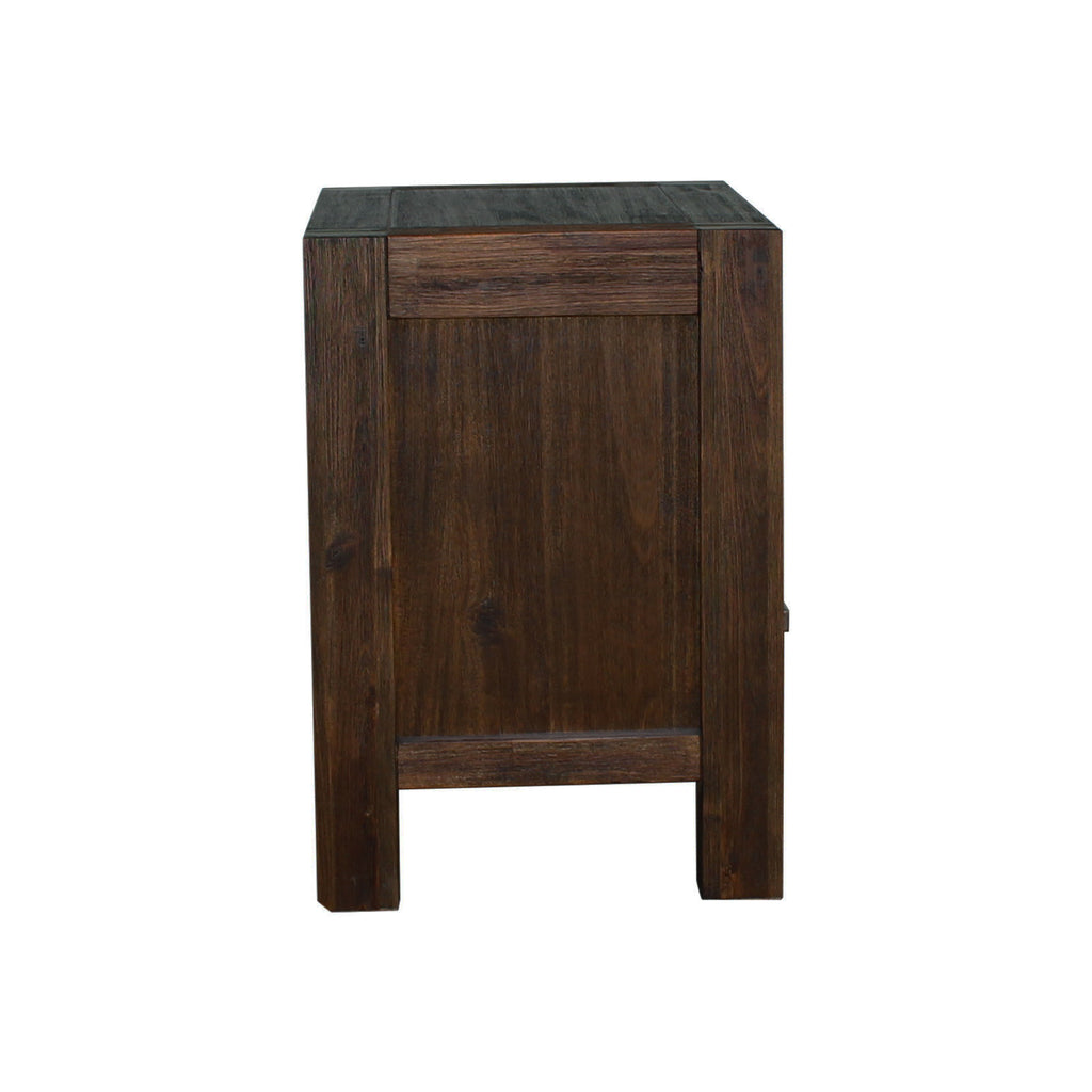 Bedside Table 2 Drawers Night Stand Solid Wood Acacia Storage Unit for Bedroom